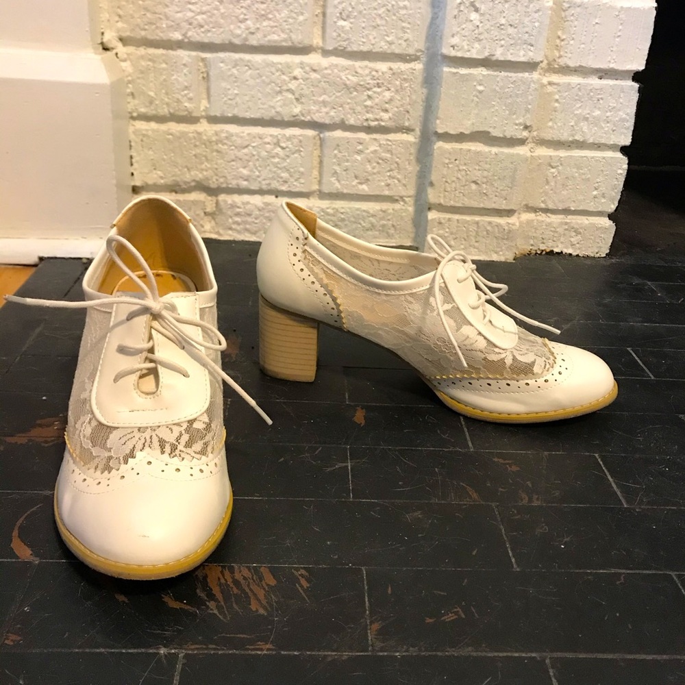White Oxford-Type Heels